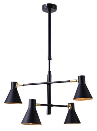 Lampa wisząca Less czarna metalowa 4-płomienna regulowana do salonu E14