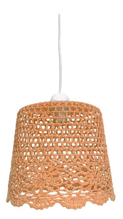 Lampa wisząca z abażurem Nonna pomarańczowa vintage do salonu