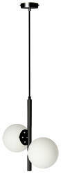 Lampa wisząca Duo kula podwójna do salonu czarno złota klosze białe E14