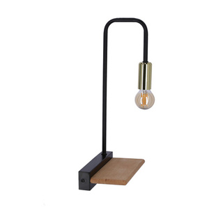 Melo lampa kinkiet czarny 1x40w E14 z półka drewniany