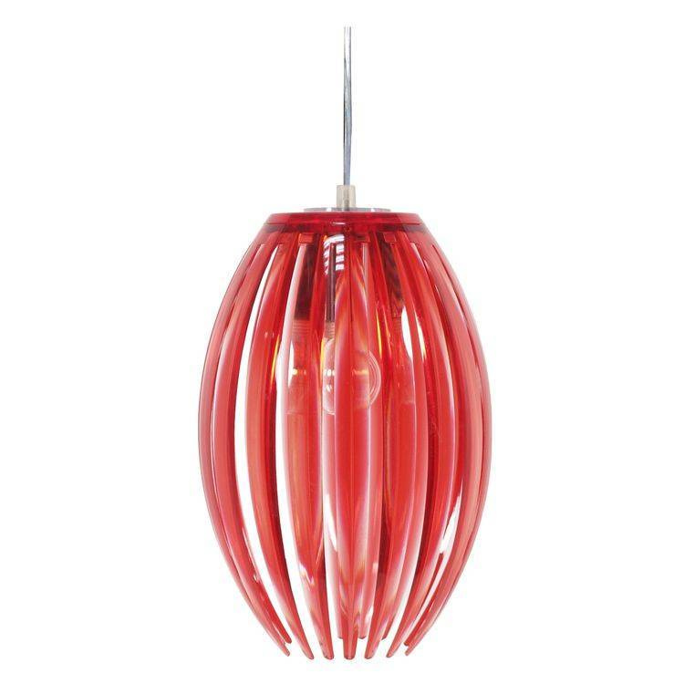 Lampa wisząca czerwona mała z akrylu Abuko 31-55098 w aranżacji