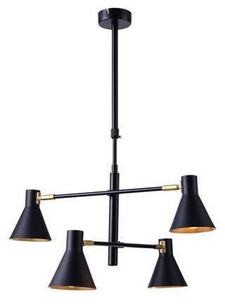 Lampa wisząca Less czarna metalowa 4-płomienna regulowana do salonu E14