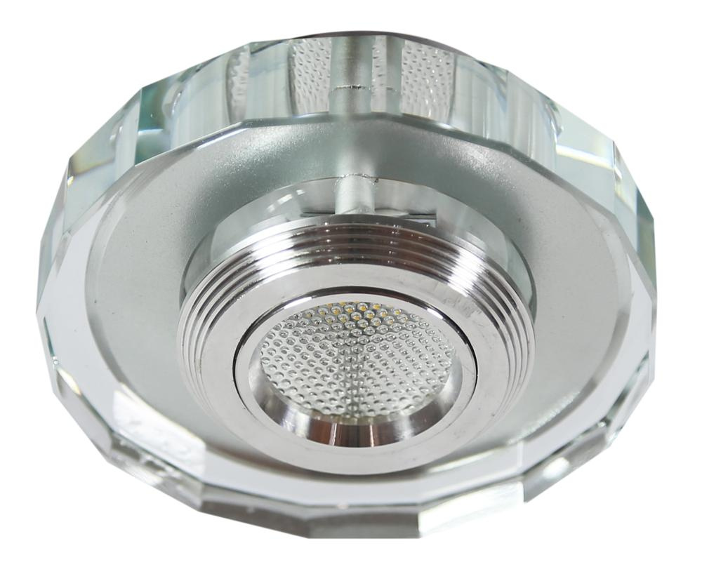 Oczko sufitowe okrągłe szklane chrom 3W Led 230V