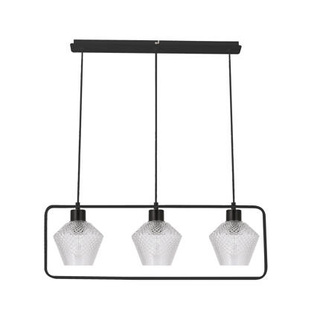 Lampa wisząca Niko potrójna szklane klosze karbowane do jadalni E27