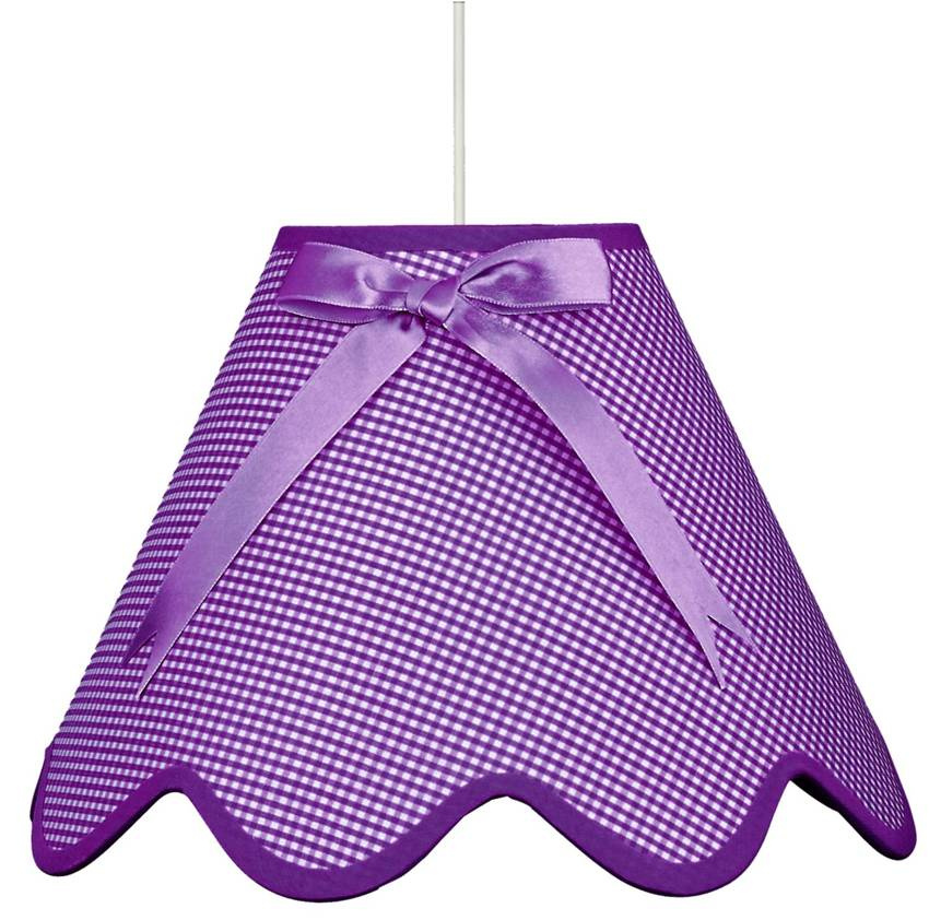 Lampa wisząca z abażurem Lola fioletowa klasyczna do sypialni