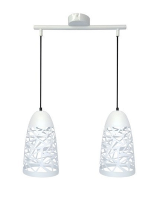 Lampa wisząca Sabrin podwójna biała metalowa do salonu i jadalni E27