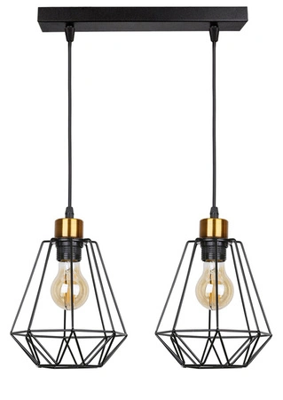 Lampa wisząca Primo metalowa czarno-złota 2-płomienna na listwie do jadalni