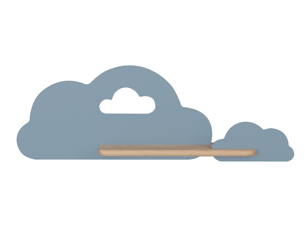 Kinkiet Cloud do pokoju dziecięcego chmurka z półką LED zintegrowany niebieski