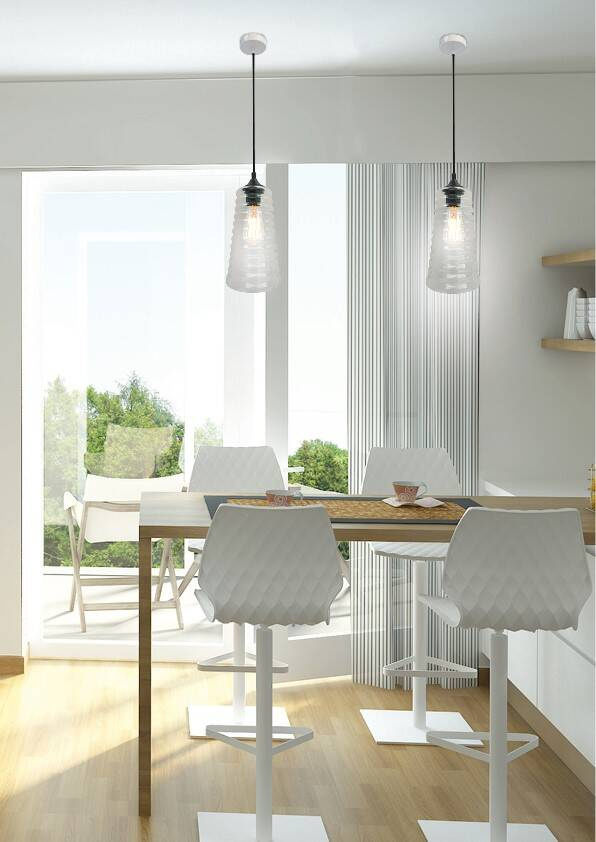 Lampa wisząca Manila szklana pojedyncza transparentny klosz do salonu E27
