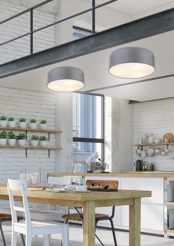 Lampa sufitowa Kioto okrągła z abażuerm 3-punktowa do salonu i sypialni