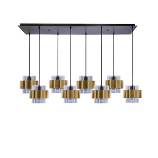 Lampa wisząca z abażurami Spiega mosiężna 8xE27 klosze dymione