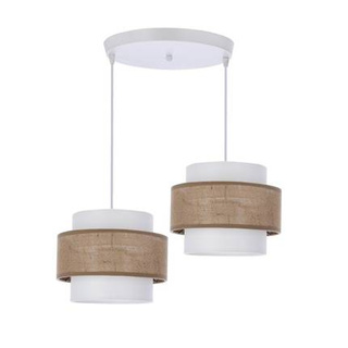 Lampa wisząca z abażurami Juta podwójna biały talerz do jadalni