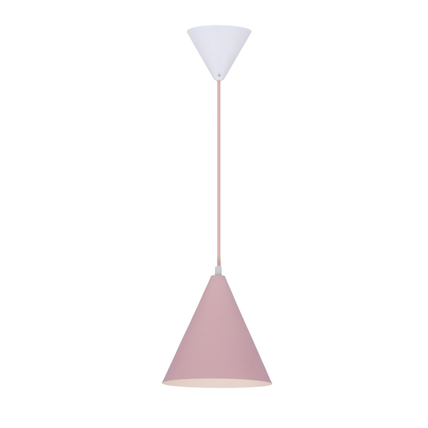 Lampa wisząca Voss Ledea stożek różowo-biały metalowa pojedyncza do kuchni