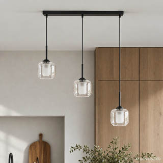 Lampa wisząca Estima potrójna szklana z kloszem do jadalni czarna E27