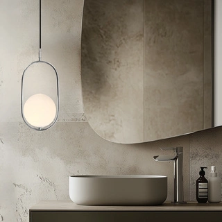 Lampa wisząca CORDEL elegancka - srebrny chromowy z mlecznym kulistym kloszem - nowoczesne oświetlenie salonu 1x G9 LED