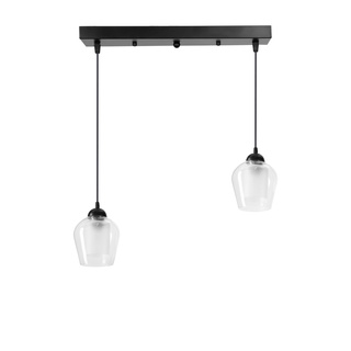Lampa wisząca Krista podwójna szklana z kloszem do jadalni czarna E27
