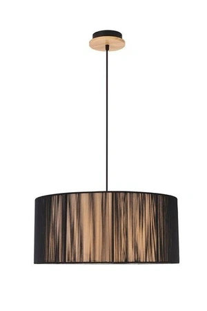Lampa wisząca z abażurem Kioto nowoczesna drewniana czarna 45 cm 3xE27