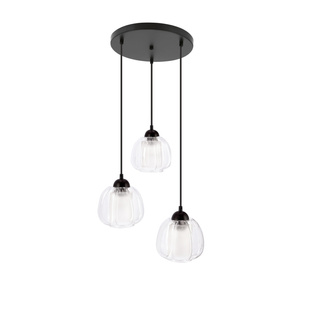 Lampa wisząca Valeria potrójna z szklanym kloszem czarna do salonu E27