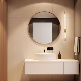 Kinkiet liniowy LED BATUTA podłużny patyna 14W 3000K klosz biały