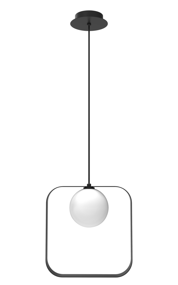 Lampa wisząca Tula kula w czarnej kwadratowej ramie do salonu 1xG9 metal