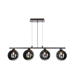 Lampa wisząca Somul kula 4-punktowa szklane klosze grafitowe chrom do salonu nad stół