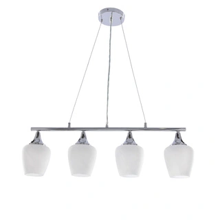 Lampa wisząca Electra nad stół 4-płomienna na belce białe klosze E27 do jadalni