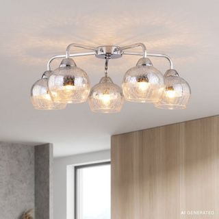 Lampa sufitowa Cromina listwa ze szklanymi kloszami 5-punktowa do salonu