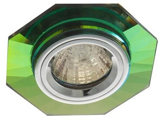 Oczko sufitowe okrągłe kryształowe tęczowe chrom oprawa halogenowa GU10