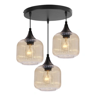 Lampa wisząca Estas szklane klosze bursztynowe potrójna do salonu E27