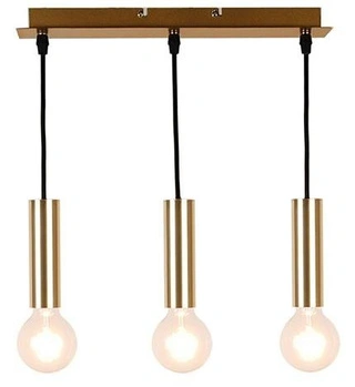 Lampa wisząca tuba Dallas złota potrójna E27 metalowa