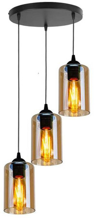 Lampa wisząca Bistro szklana potrójna do jadalni czarno brązowa E27