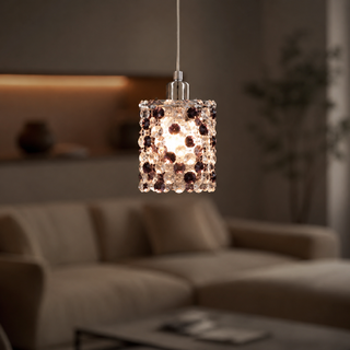 Lampa wisząca Classic kryształki chrom burgund pojedyncza do salonu G9