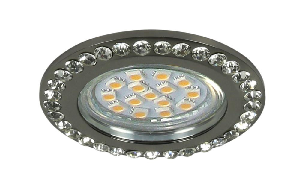 Oczko sufitowe okrągłe chrom z kryształkami Gu10 50W 230V dekoracyjne do salonu