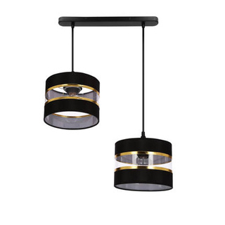 Lampa wisząca z abażurami Pandy czarna podwójna do salonu