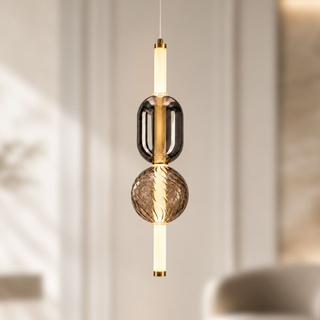 Lampa wisząca Kelly szklana złota pojedyncza LED 8W 2700K