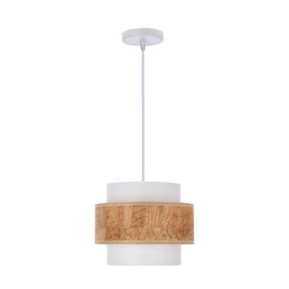 Lampa wisząca z abażurem Cork biało‑beżowa do salonu i jadalni