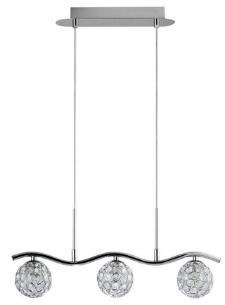 Lampa wisząca Starlet kula chrom kryształ 3-punktowa do salonu nad stół
