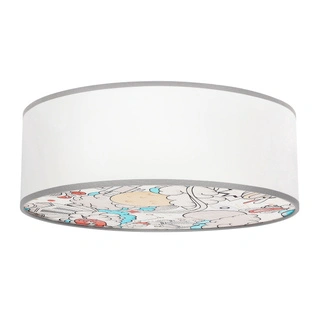 KIDDY lampa sufitowa 38 cm biały 2x40W E27 abażur biały z szarą oblamówką