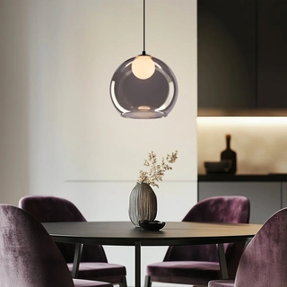 Lampa wisząca Brin kula szklana dymiony klosz 1-płomienna do salonu G9