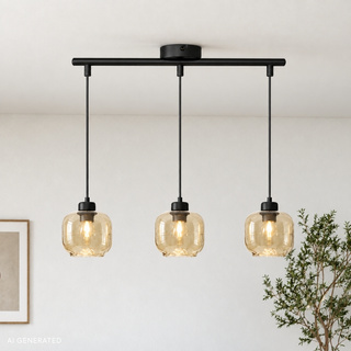 Lampa wisząca Marla potrójna z kloszami szklana czarna do salonu E27