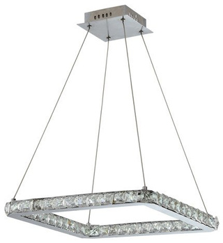 Lampa wisząca Lords kryształowa kwadratowa LED srebrna do salonu
