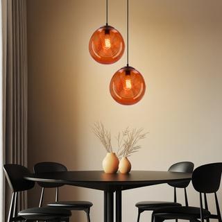 Lampa wisząca Club szklana kula pomarańczowa 1-płomienna do jadalni E27