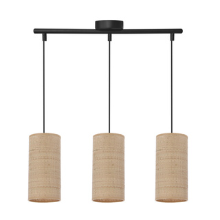 Fleri lampa wisząca czarny 3x60 e27 abażur 12x25 beżowy ratan
