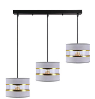 Lampa wisząca z abażurami Pandy czarna potrójna do salonu