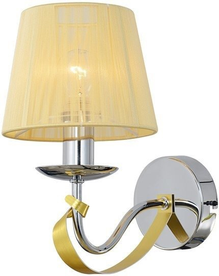 Kinkiet chrom / złoty nitkowy abażur E14 40W Diva Candellux 21-55040