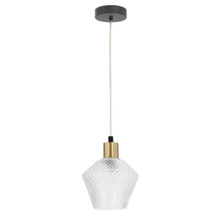 Lampa wisząca Greniko szklany klosz bezbarwny pojedyncza do kuchni E14