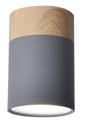 Lampa sufitowa tuba szaro-drewniana okrągła 1xGU10 natynkowa