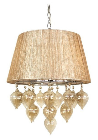 Lampa wisząca Elissa abażurowa beżowa z kryształami 3xE14 do salonu
