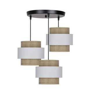 Lampa wisząca z abażurami Rattan nowoczesna potrójna do salonu i jadalni
