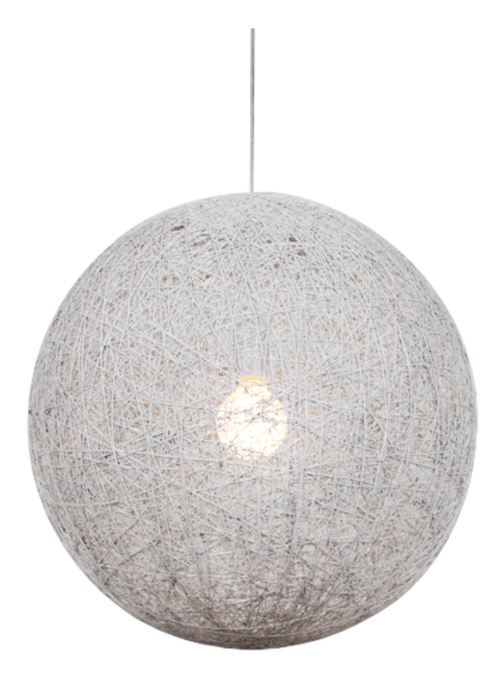 Lampa wisząca Caruba biała kula 50cm ze sznurka do salonu 1xE27 Candellux
